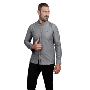 ΠΟΥΚΑΜΙΣΟ ΓΚΡΙ ΜΕ ΜΑΟ ΓΙΑΚΑ SLIM FIT