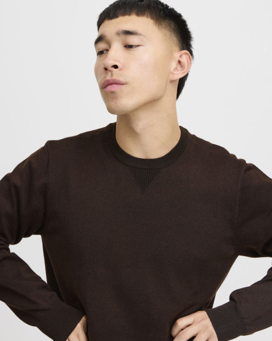 BHBRUTON CREW NECK KN - Chicory Coffee