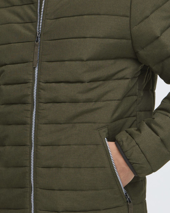 BHEDMAR puffer with stand collar - Forest night melange